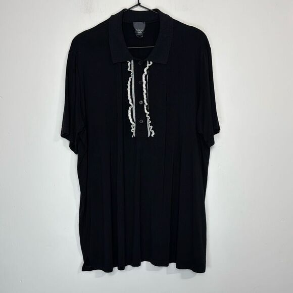 Persona by Marina Rinaldi Black Ruffle Polo XL - Picture 1 of 5